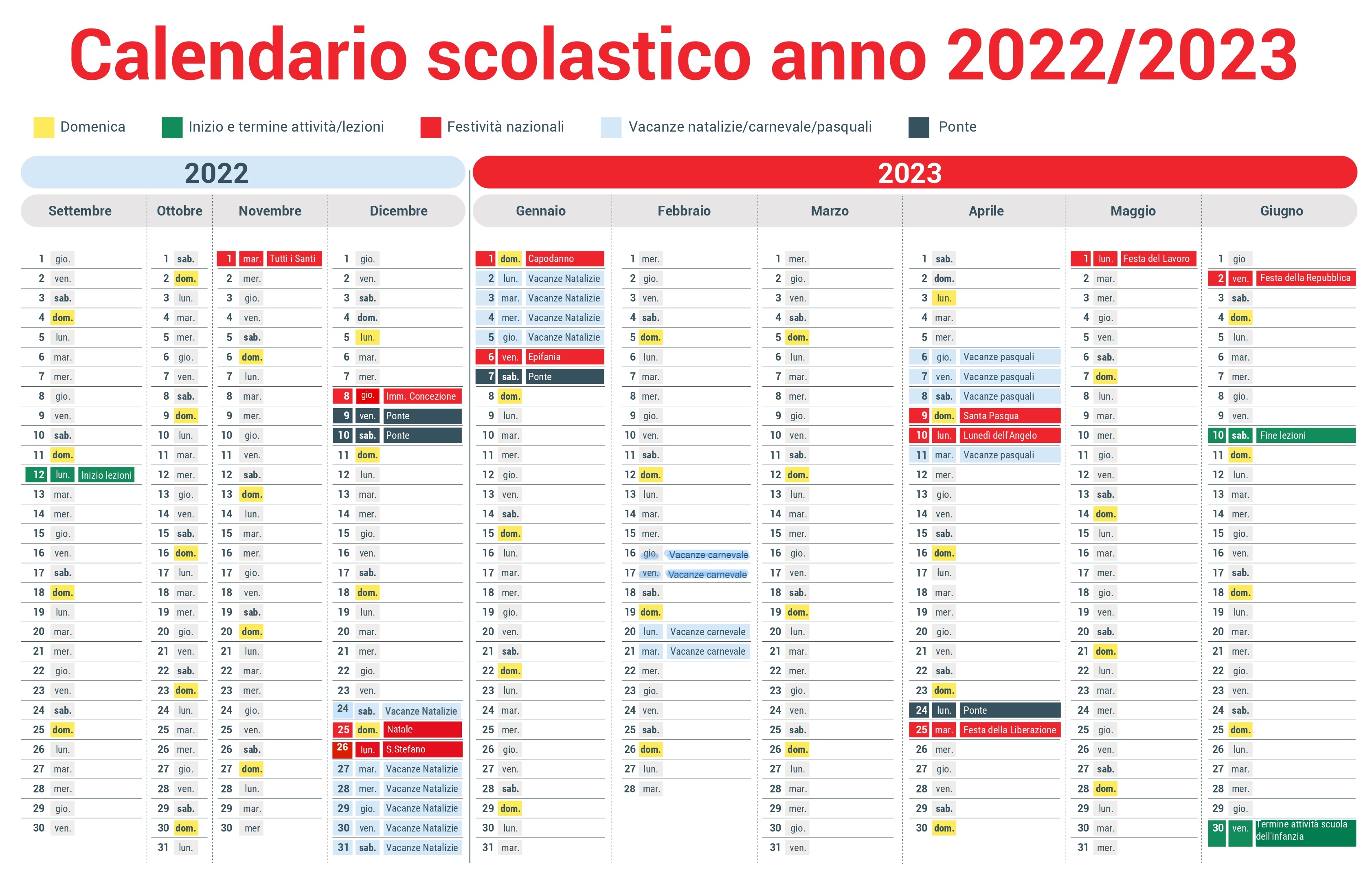 Calendario scolastico 2022 23 Graficato Gramsci